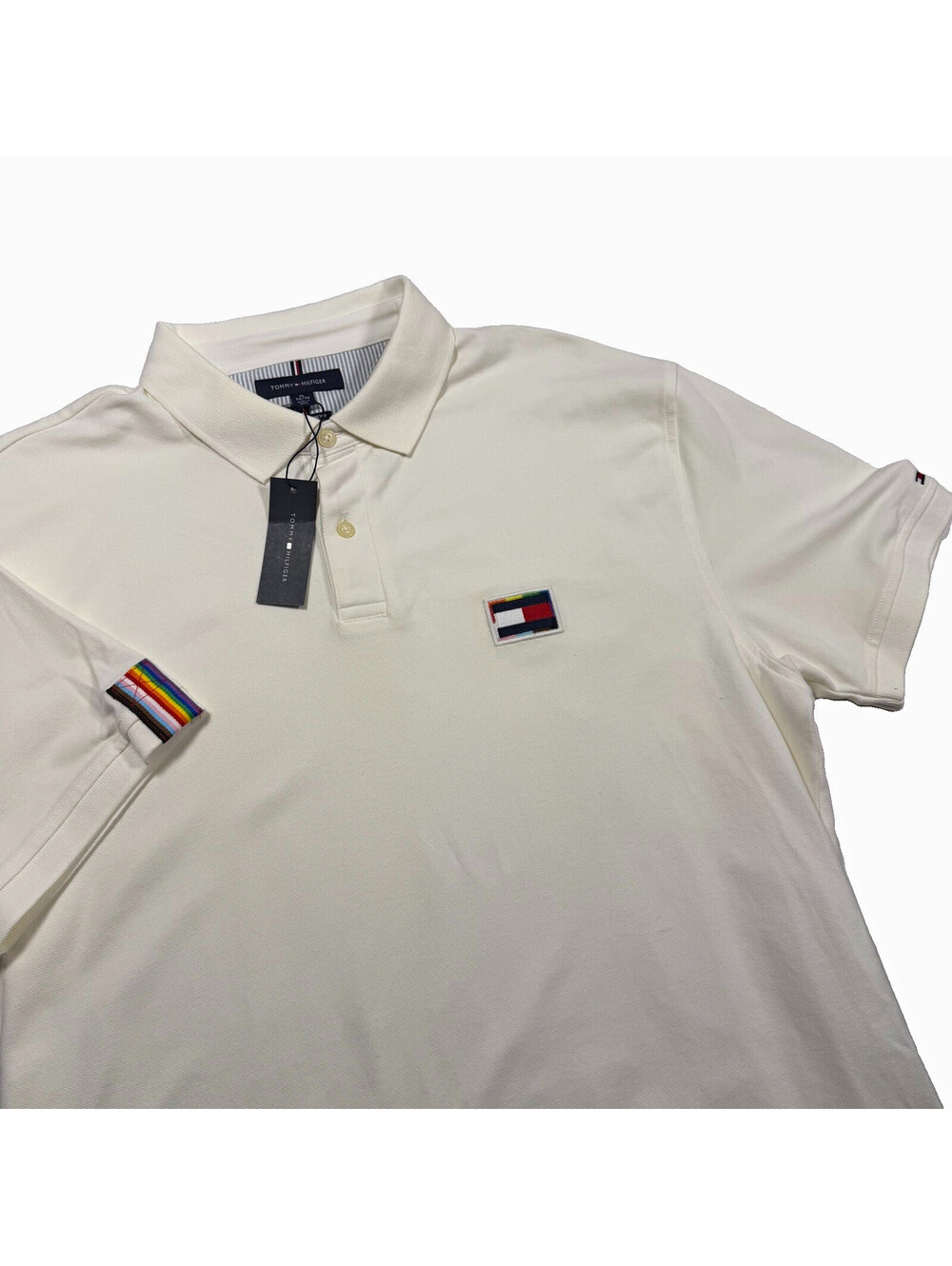 Tommy Hilfiger Men's White Short Sleeve Polo Shirt Size XL Regular Fit Stretch